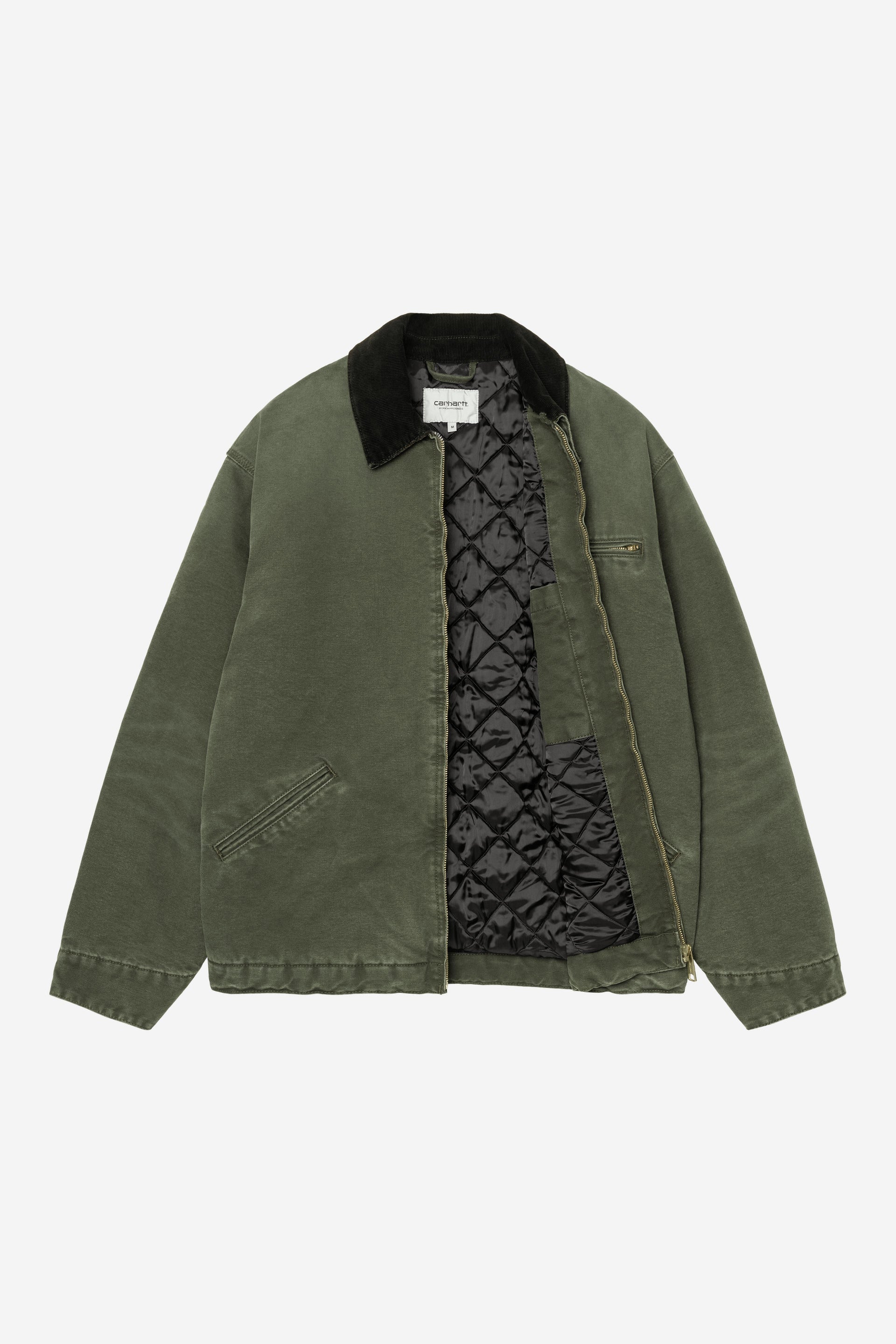 Carhartt OG Detroit Jacket - Olive / Black Stone Canvas - Quilted Liner - Stencil