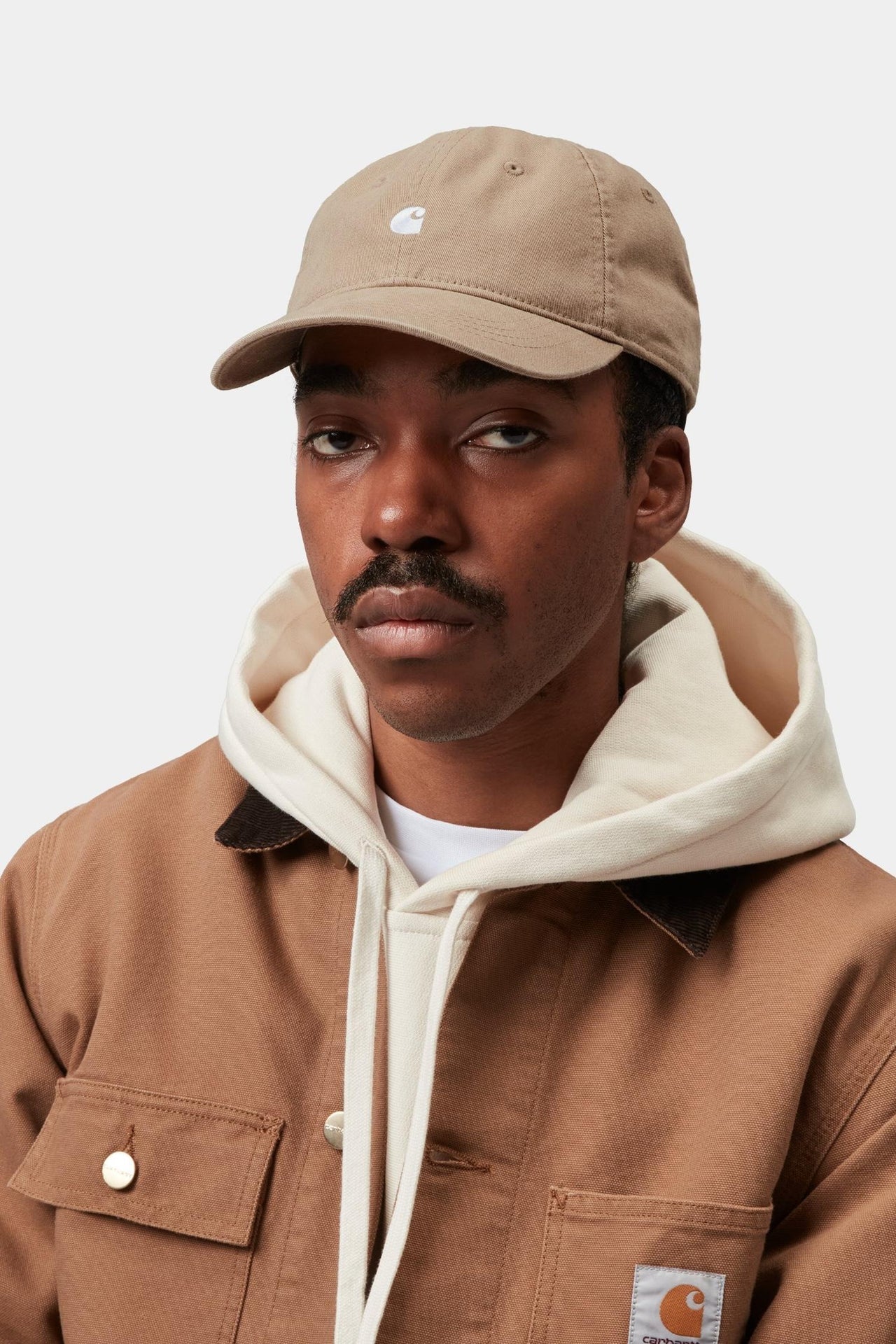 Carhartt Madison Logo Cap - Leather/White - Stencil
