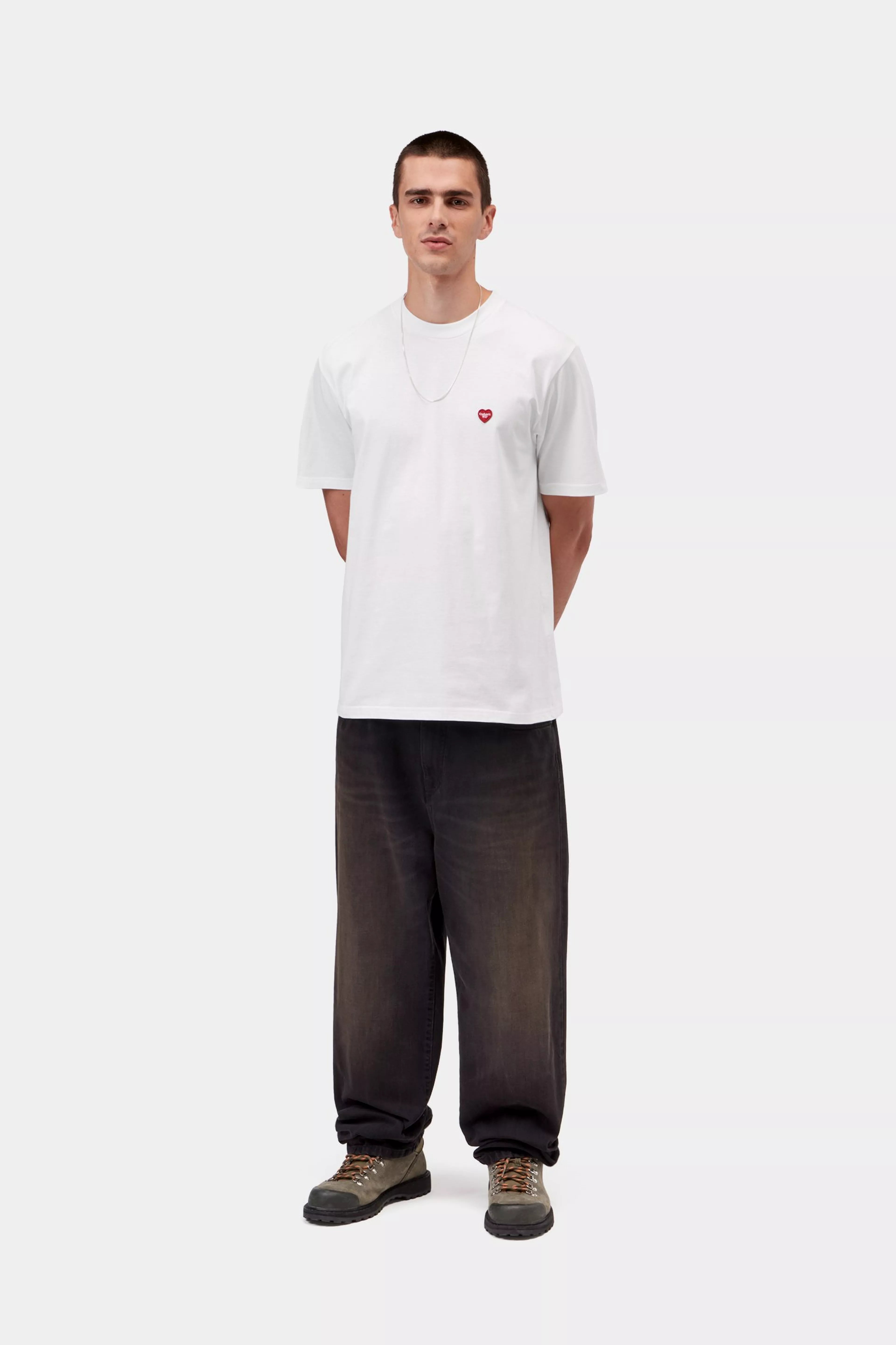 Carhartt S/S Small Heart T-Shirt - White / Red