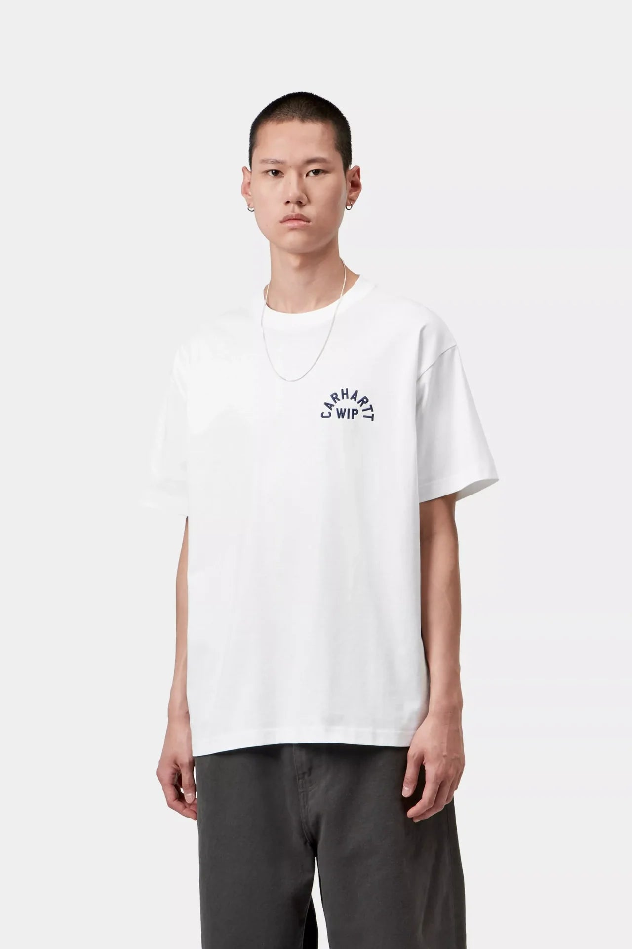 Carhartt S/S Arch Script T-Shirt - White / Dark Navy
