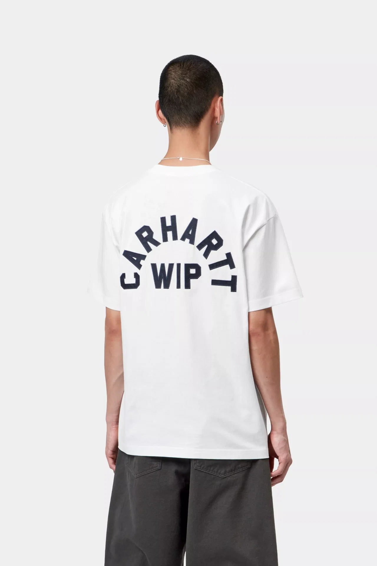 Carhartt S/S Arch Script T-Shirt - White / Dark Navy
