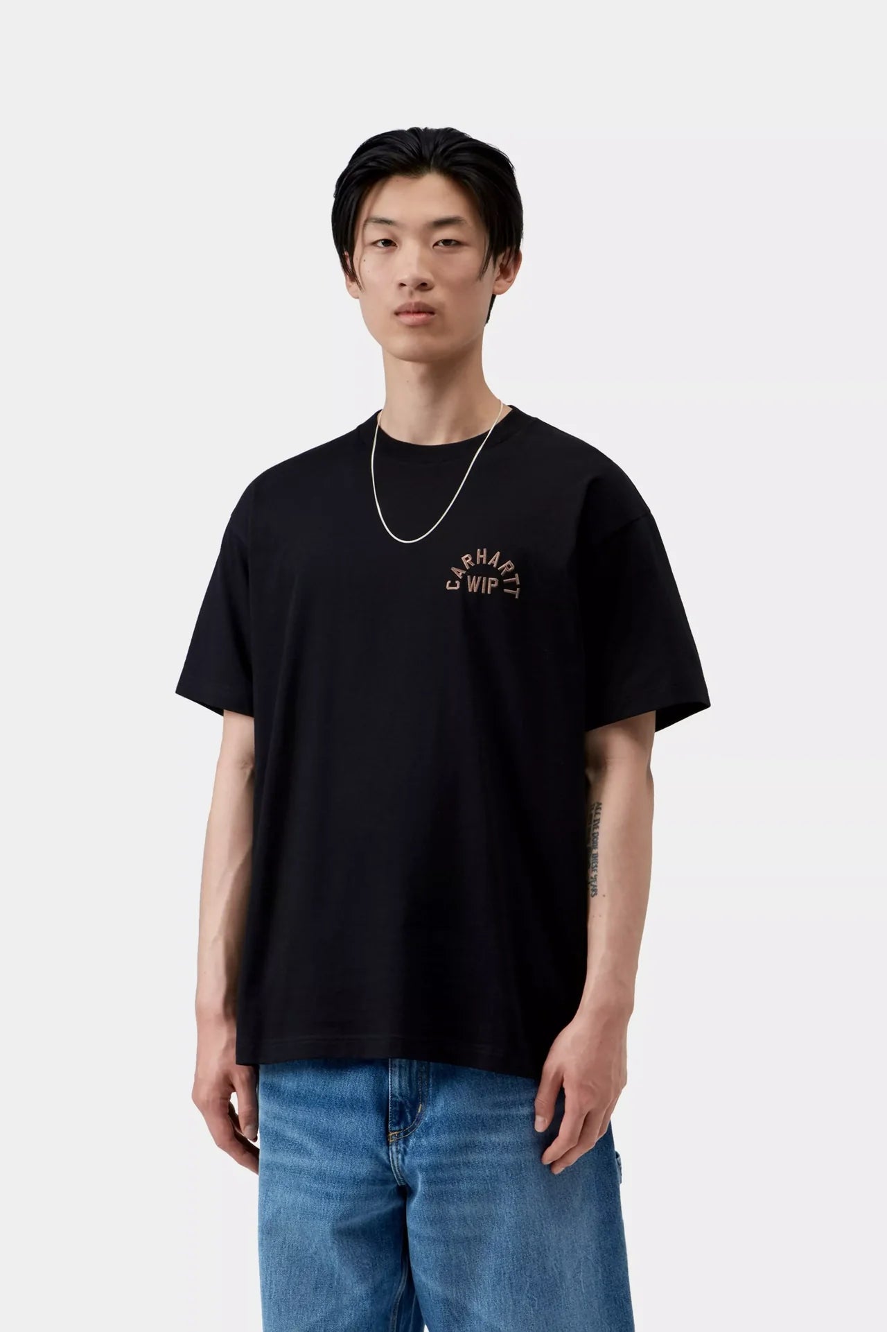 Carhartt S/S Arch Script T-Shirt - Black / WIP H Brown