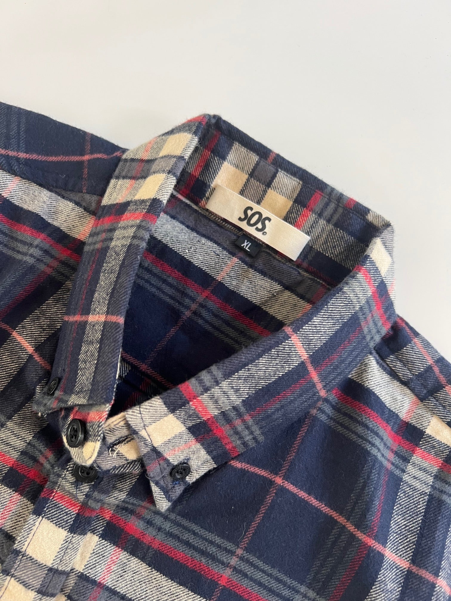 SOS Hereford Flannel L/S Shirt - Navy Plaid - Stencil