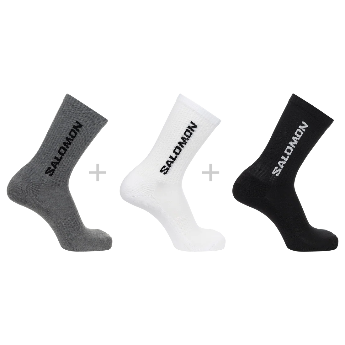Salomon Everyday Crew Sock - Black/White/Mid Grey