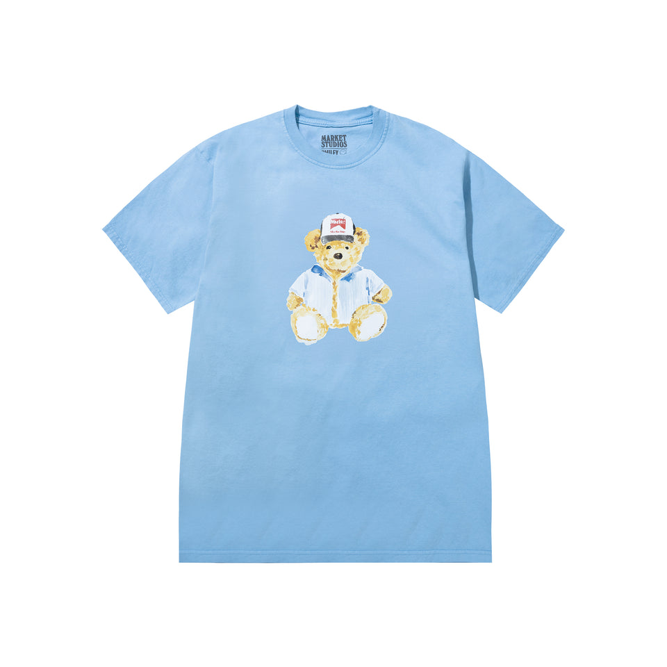 Market Watercolor Bear T-Shirt - Blue - Stencil