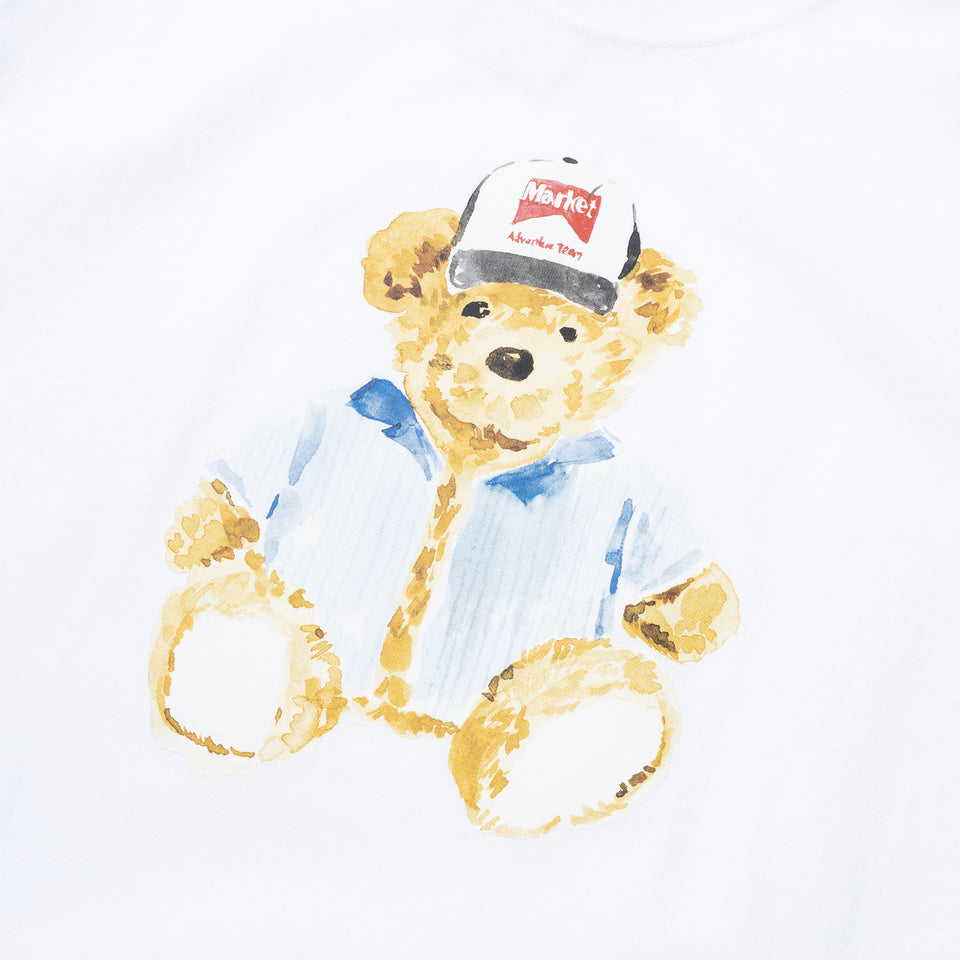 Market Watercolor Bear T-Shirt - White - Stencil