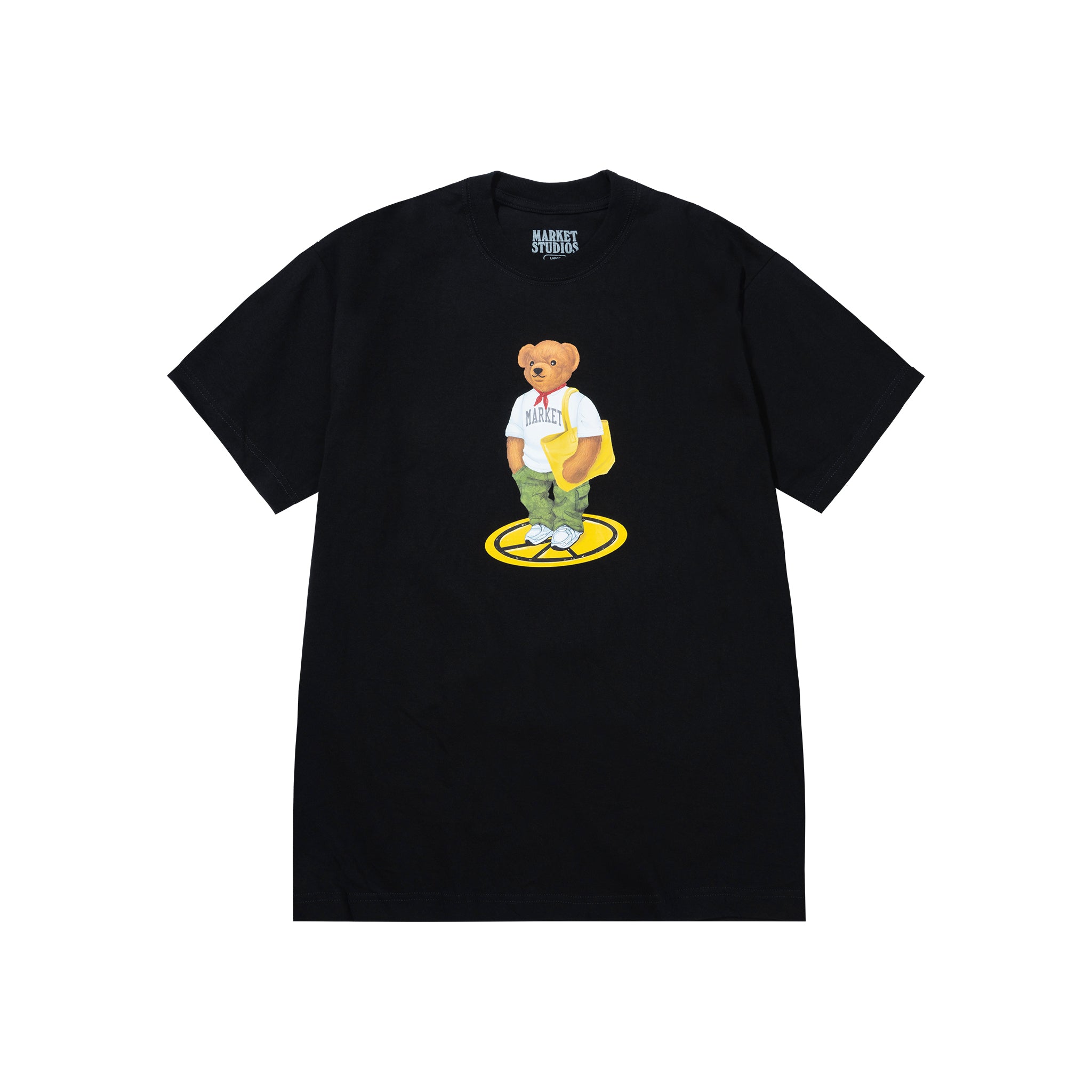 Market Stand on Peace Bear T-Shirt - Black - Stencil