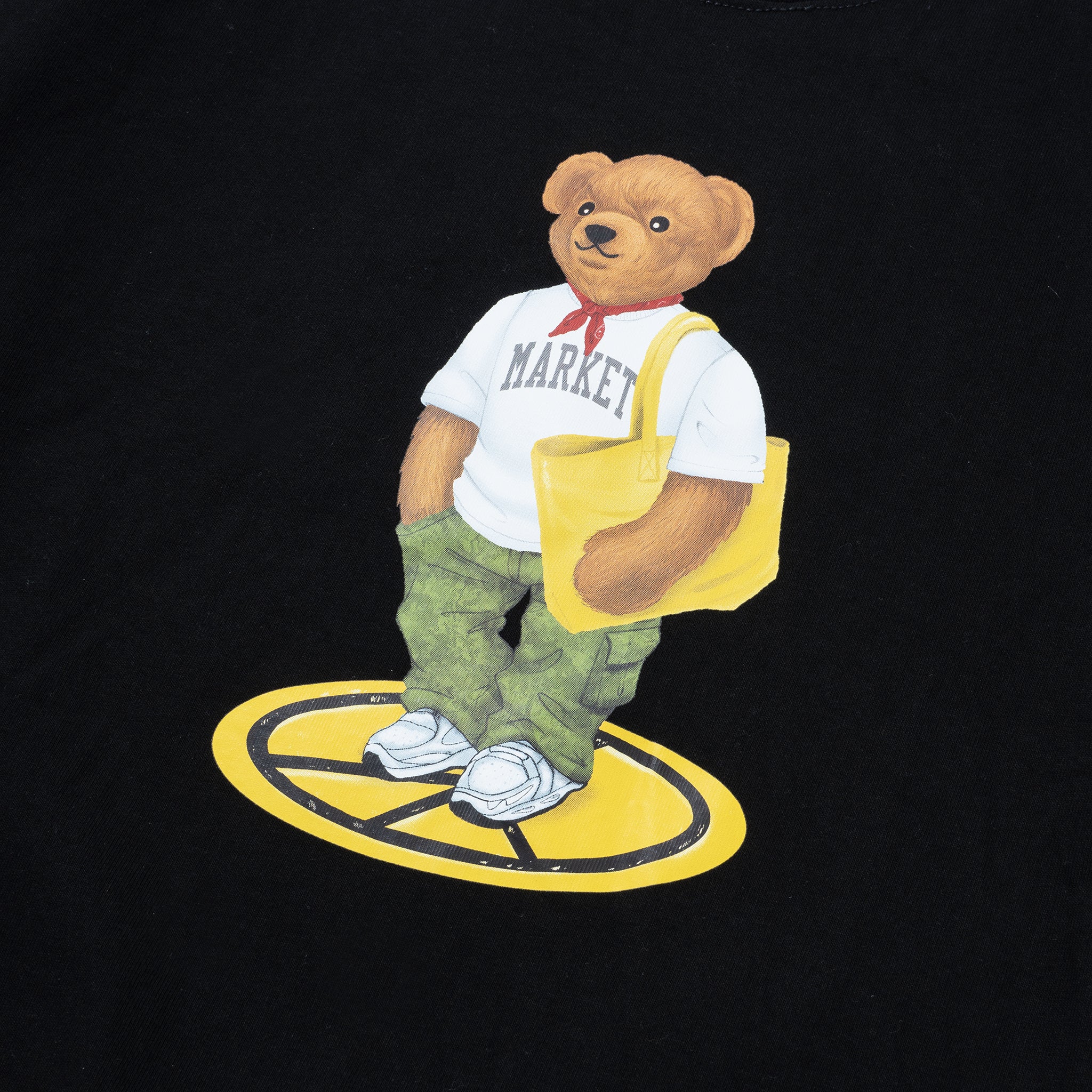 Market Stand on Peace Bear T-Shirt - Black - Stencil