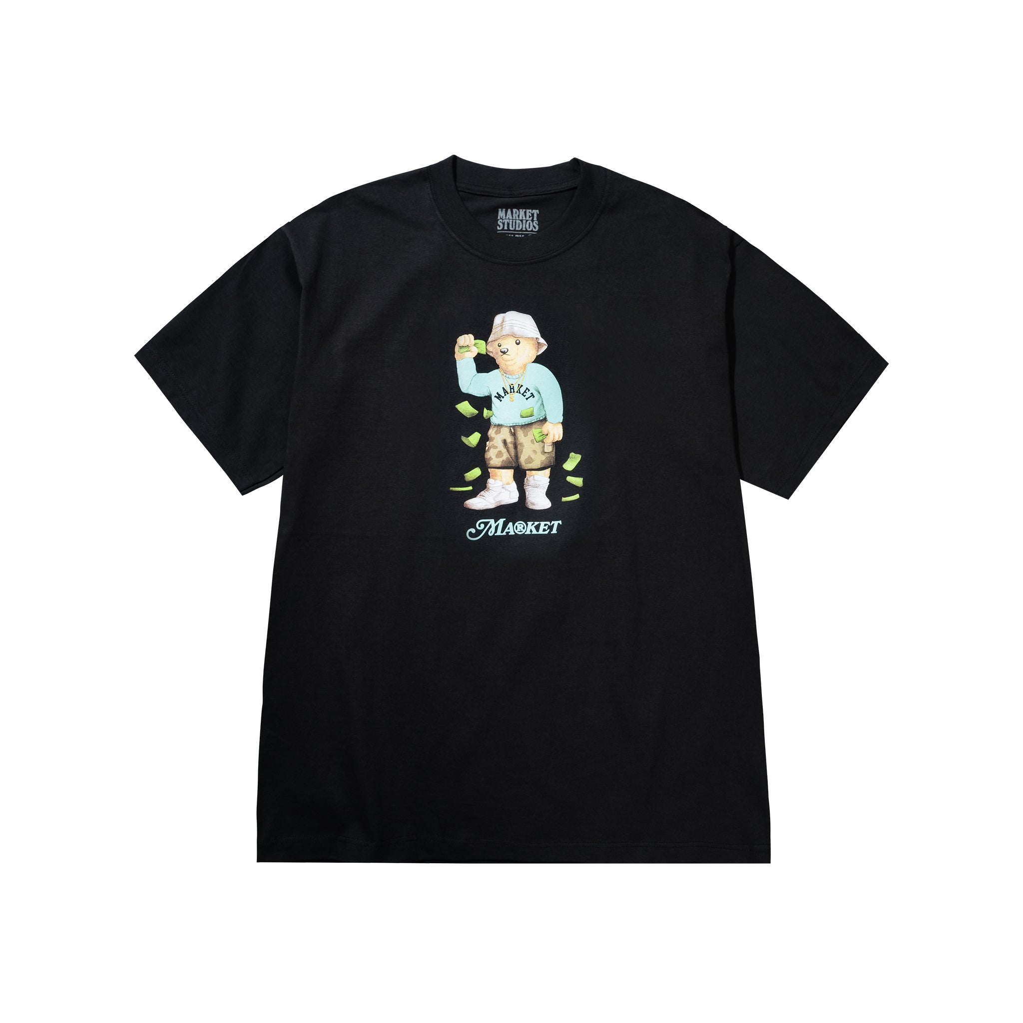 Market Making It Rain Bear T-Shirt - Black - Stencil