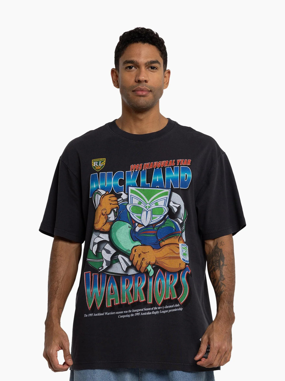 Mitchell & Ness NZ Warriors BALL BUSTING TEE - Overdyed Black