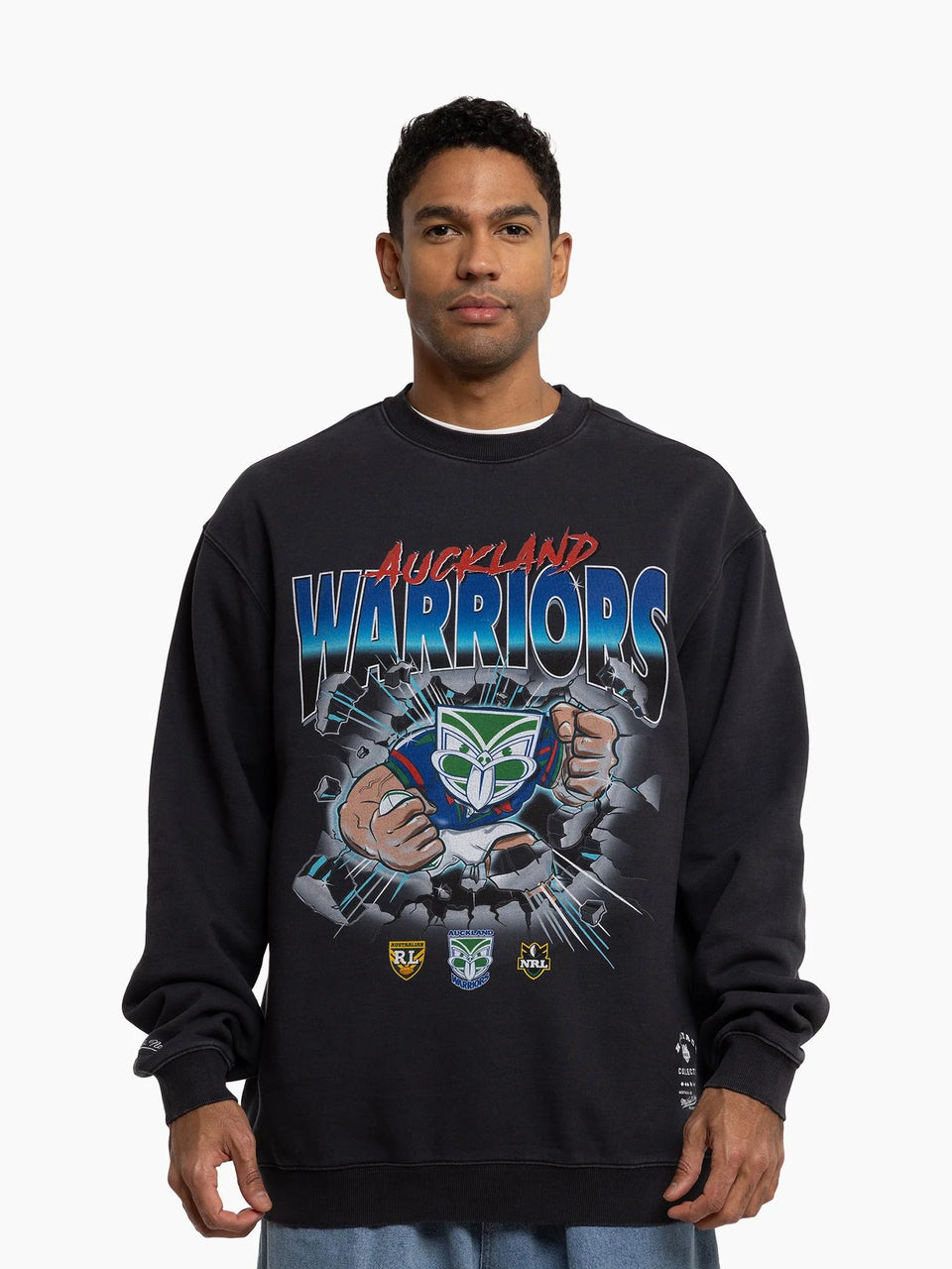 Mitchell & Ness NZ Warriors BREAK OUT CREW - Overdyed Black