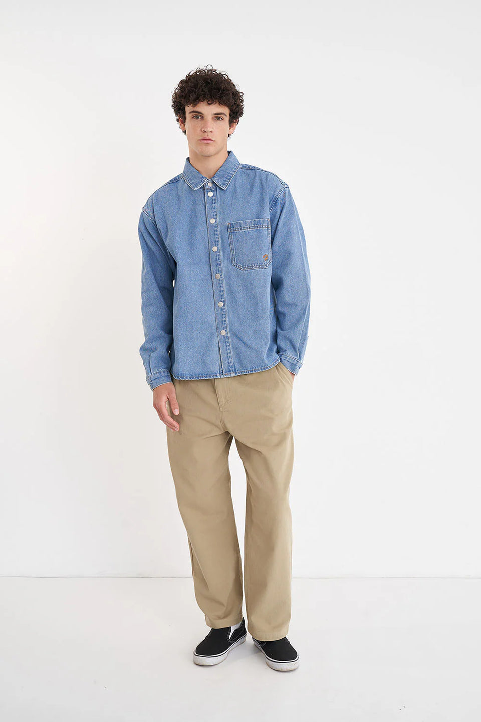 Huffer Denim Cube Shirt - Mid Wash