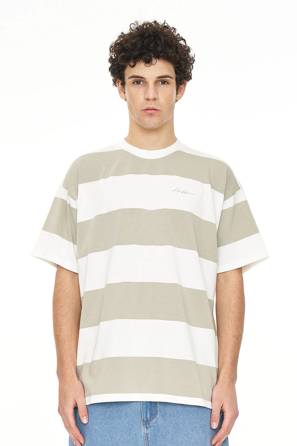 Huffer Stripe Block Tee - Moonrock/Chalk