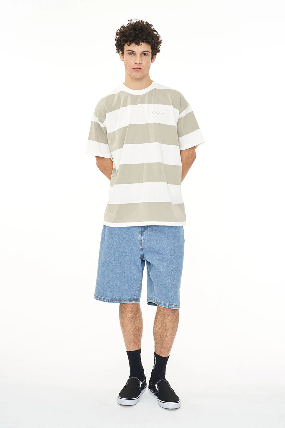 Huffer Stripe Block Tee - Moonrock/Chalk