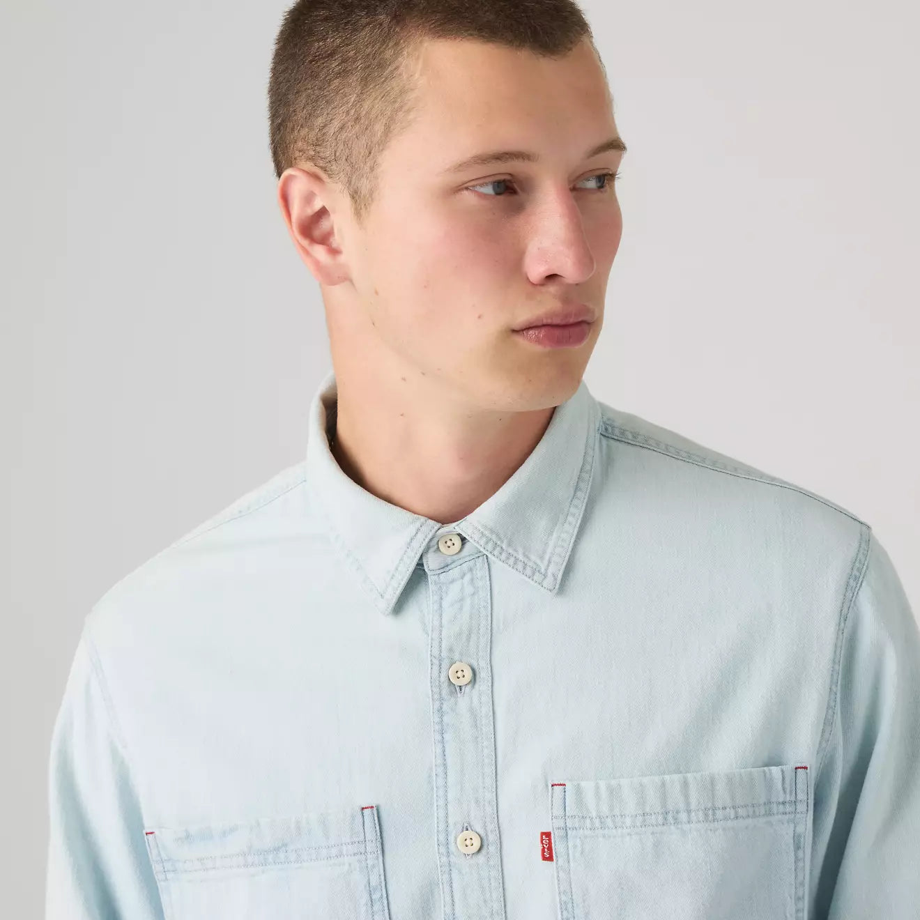 Levi's Men's Mariposa Worker Shirt - Luisa Light Wash - Stencil