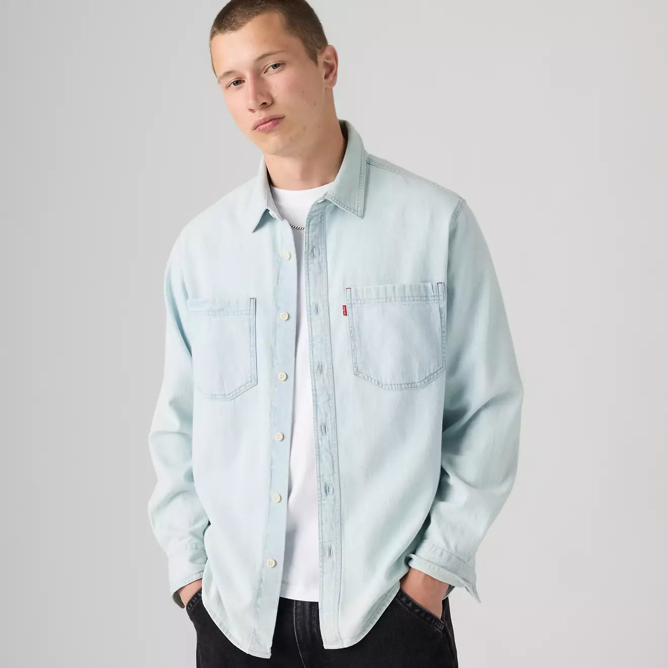 Levi's Men's Mariposa Worker Shirt - Luisa Light Wash - Stencil