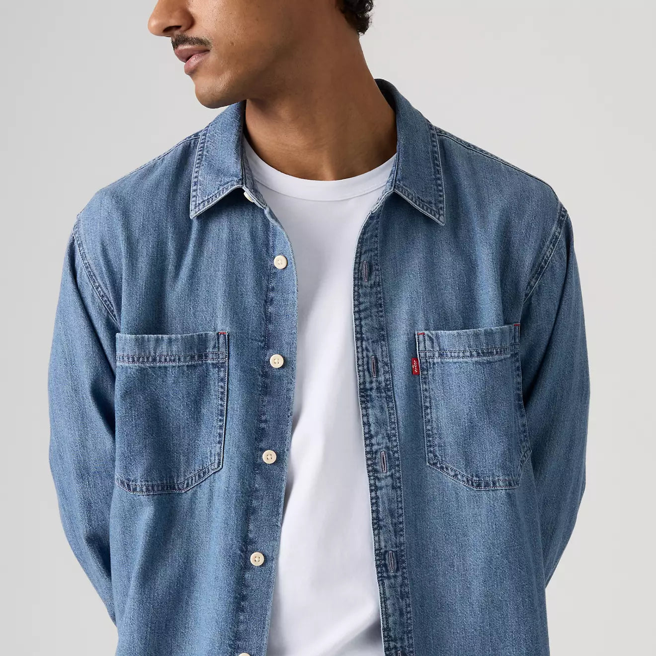 Levi's Men's Mariposa Worker Shirt - Ani Mid Wash - Stencil