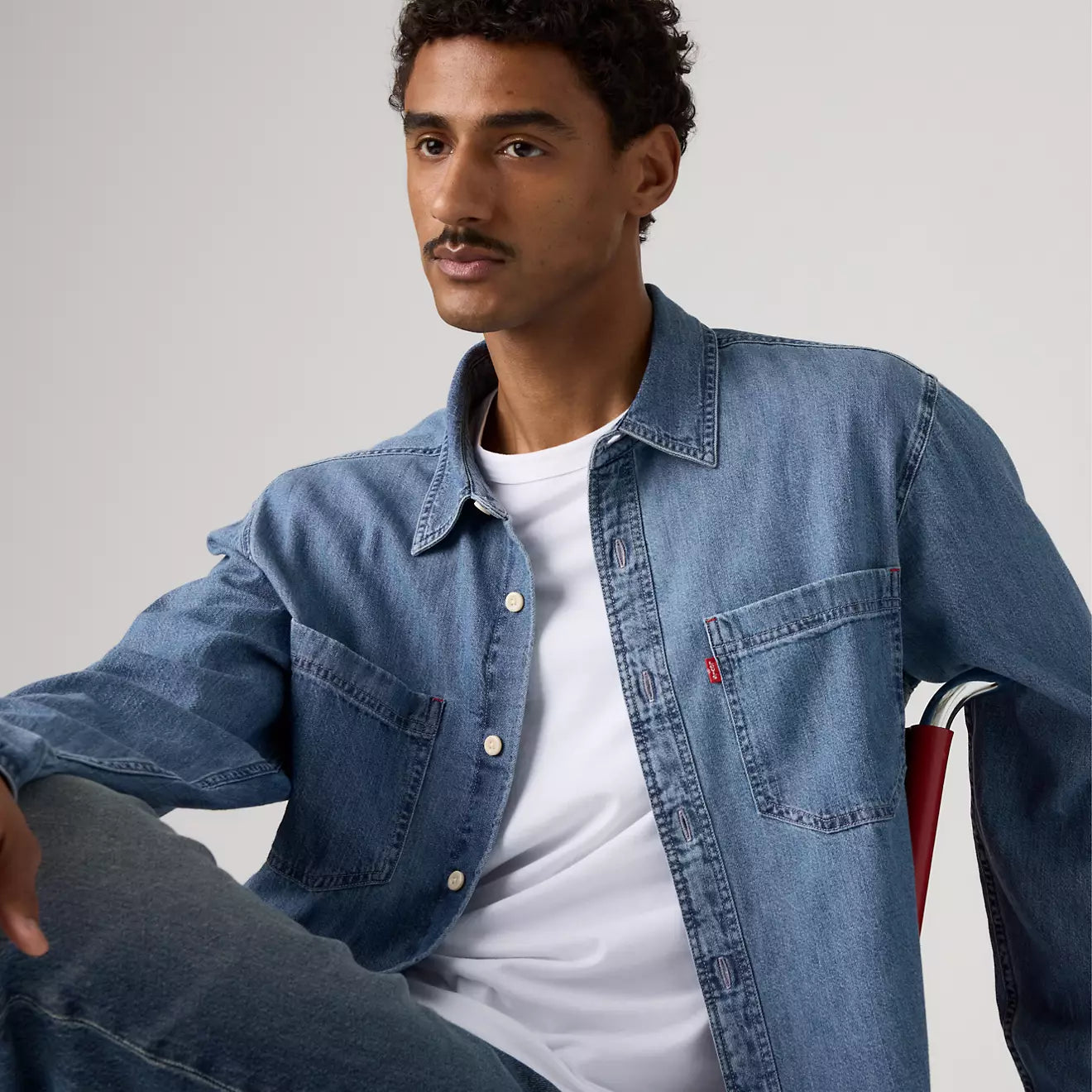 Levi's Men's Mariposa Worker Shirt - Ani Mid Wash - Stencil
