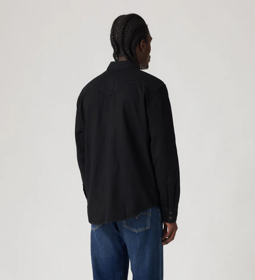 Levi's Men's Barstow Standard Fit Western Shirt - Marble Black Denim Rinse