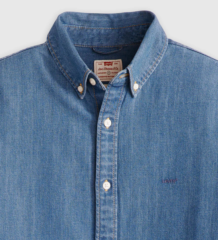 Levi's Men's Authentic Button-Down Shirt - Woodrow Mid Wash - Stencil
