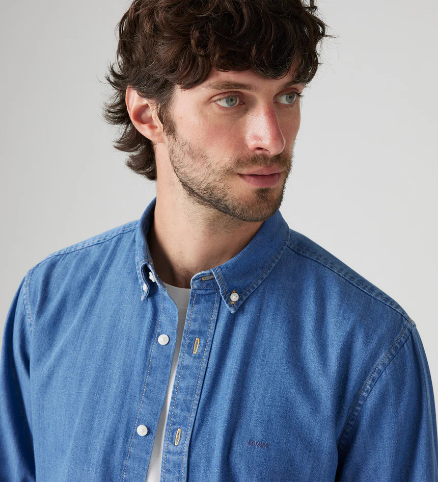 Levi's Men's Authentic Button-Down Shirt - Woodrow Mid Wash - Stencil