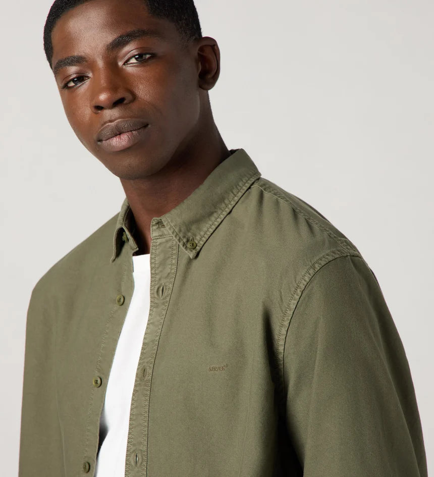 Levi's Men's Authentic Button Down Shirt - Parks Sage Garment Dye - Stencil