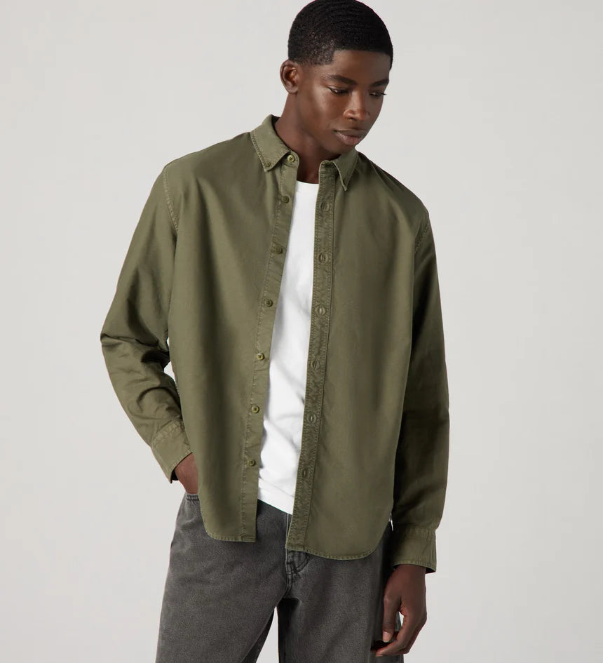 Levi's Men's Authentic Button Down Shirt - Parks Sage Garment Dye - Stencil