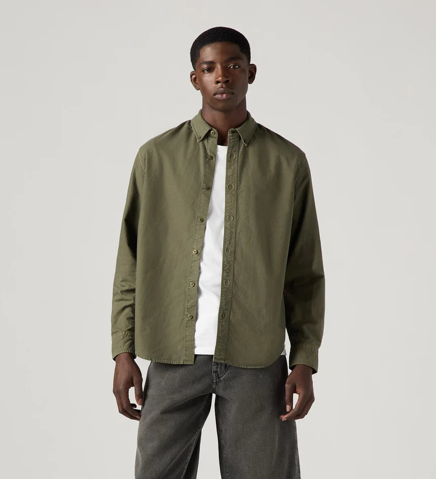 Levi's Men's Authentic Button Down Shirt - Parks Sage Garment Dye - Stencil