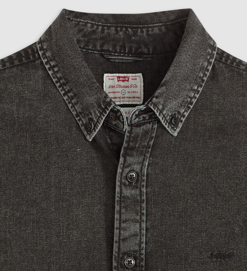 Levi's Men's Authentic Button Down Shirt - Gizmo Washed Black - Stencil
