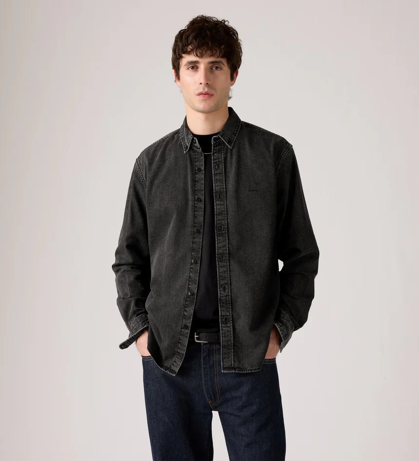 Levi's Men's Authentic Button Down Shirt - Gizmo Washed Black - Stencil
