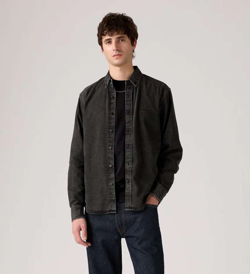 Levi's Men's Authentic Button Down Shirt - Gizmo Washed Black - Stencil