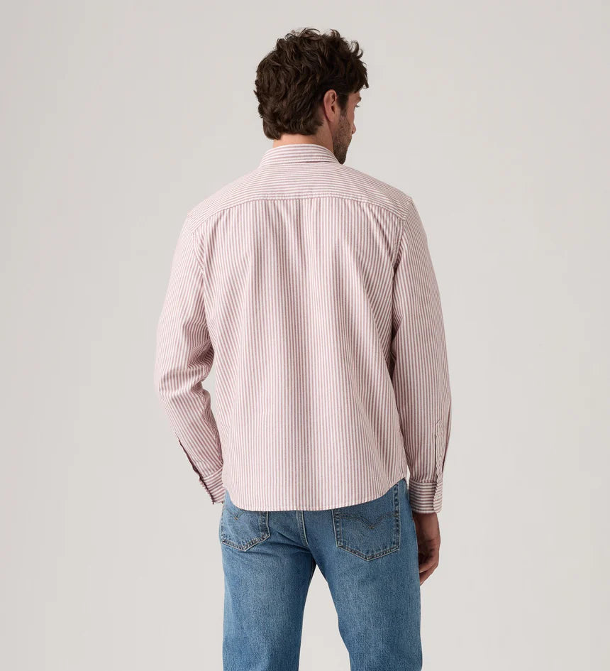 Levi's Men's Authentic Button Down Shirt - Waylon Stripe Russet Brown