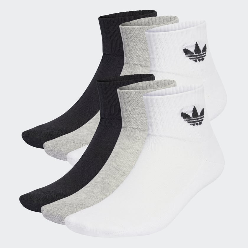 Adidas Mid Ankle Sock 6 Pack White/Grey/Black