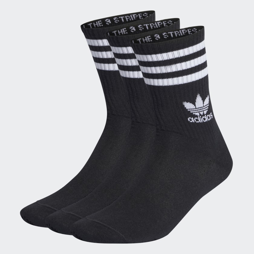 Adidas Mid Cut Crew Socks 3 Pack Black