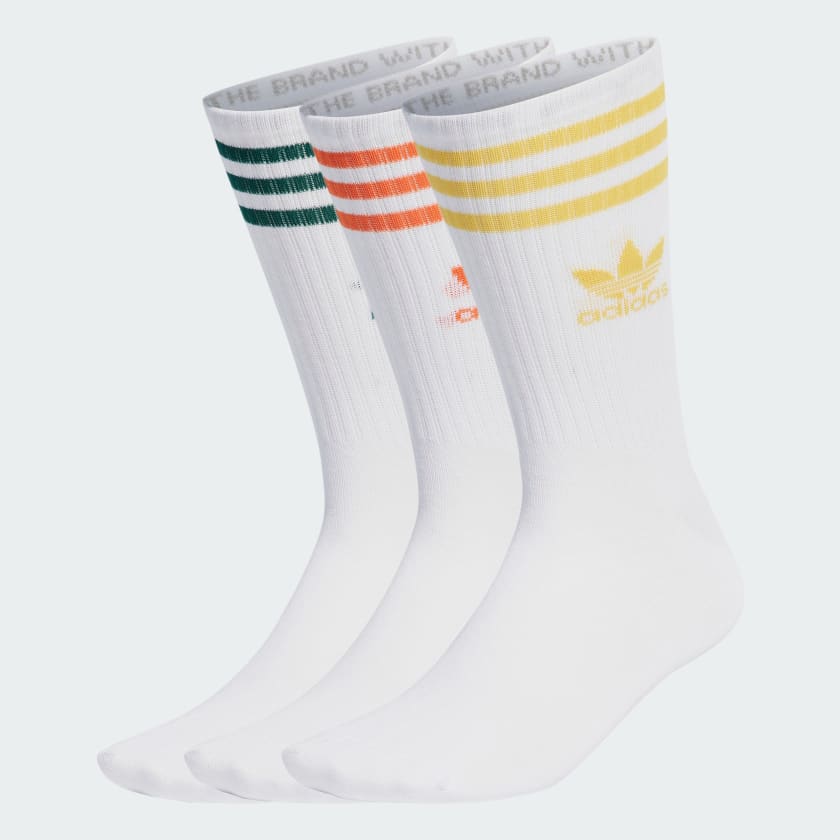 Adidas Mid Cut Crew Sock 3 Pack White / Bold Gold / Orange / Green