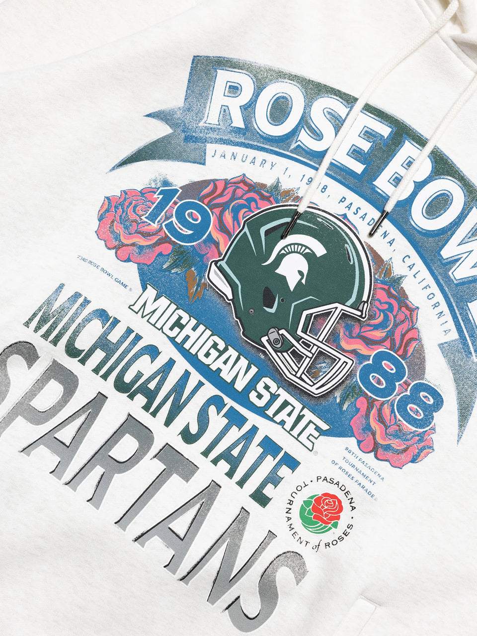 NCAA Michigan ST Rose Bowl Hood - White Marle