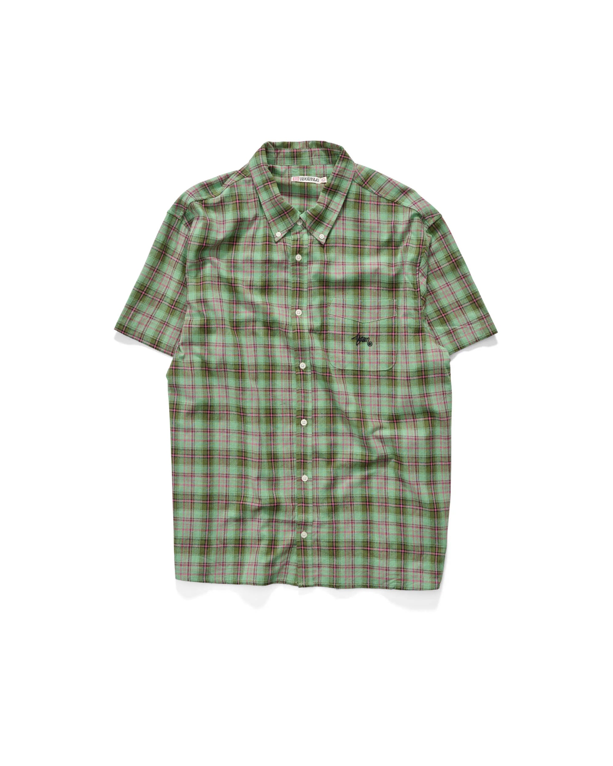 S-Double Blend Check S/S Shirt - Green - Stencil