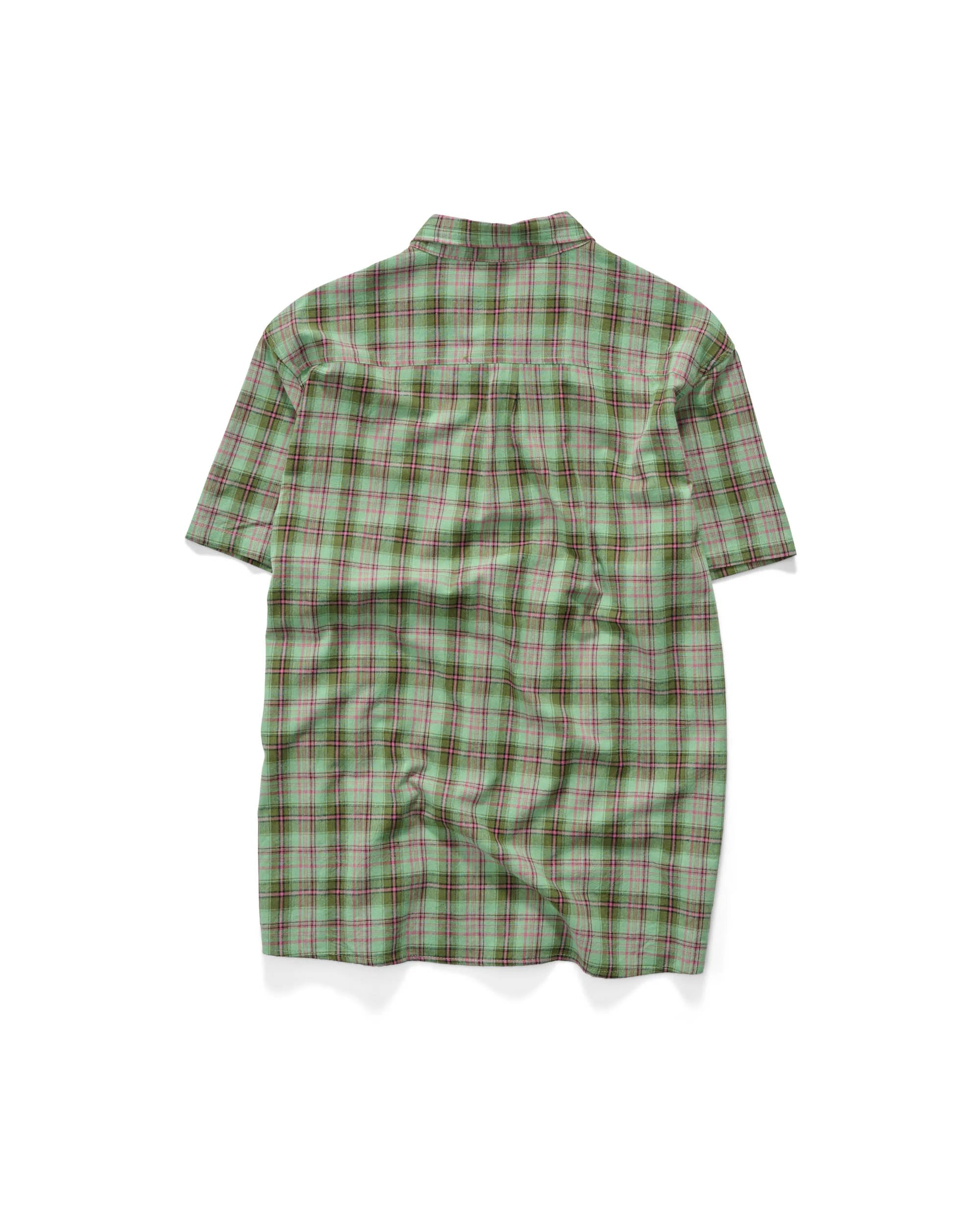 S-Double Blend Check S/S Shirt - Green - Stencil