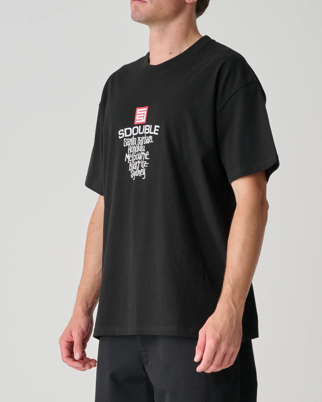 S-Double Cities SS Tee - Black - Stencil