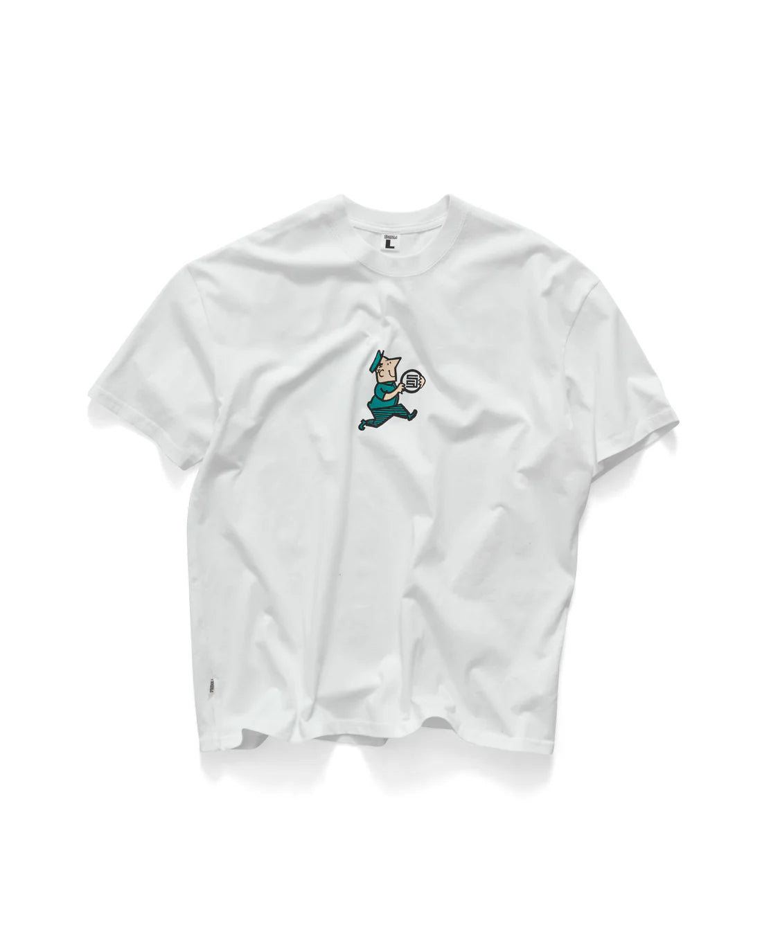 S-Double Man With Dot SS Tee - White - Stencil