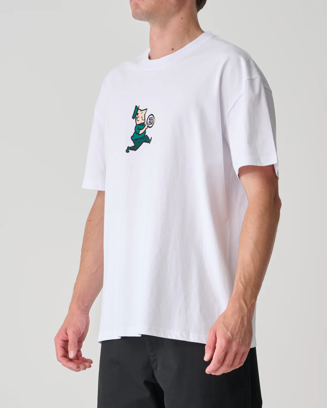 S-Double Man With Dot SS Tee - White - Stencil