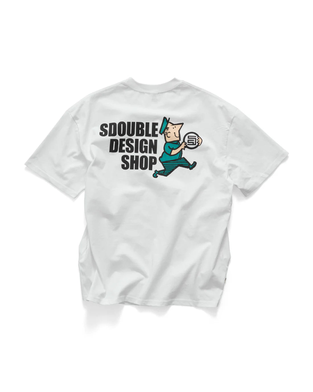 S-Double Man With Dot SS Tee - White - Stencil