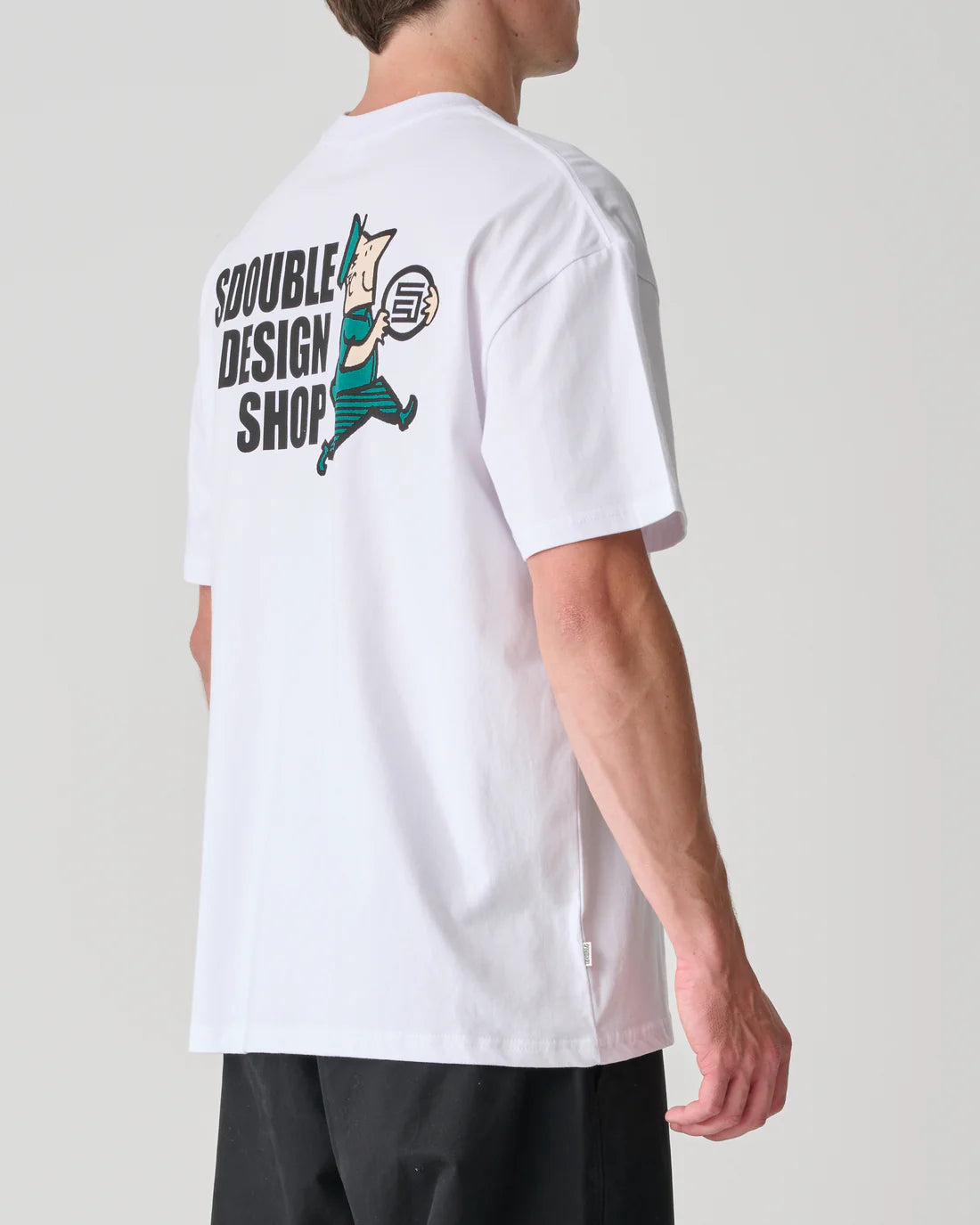 S-Double Man With Dot SS Tee - White - Stencil