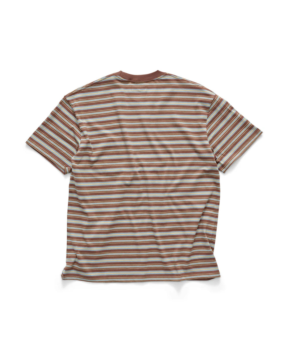 S-Double Stripe Pocket Tee - Chocolate