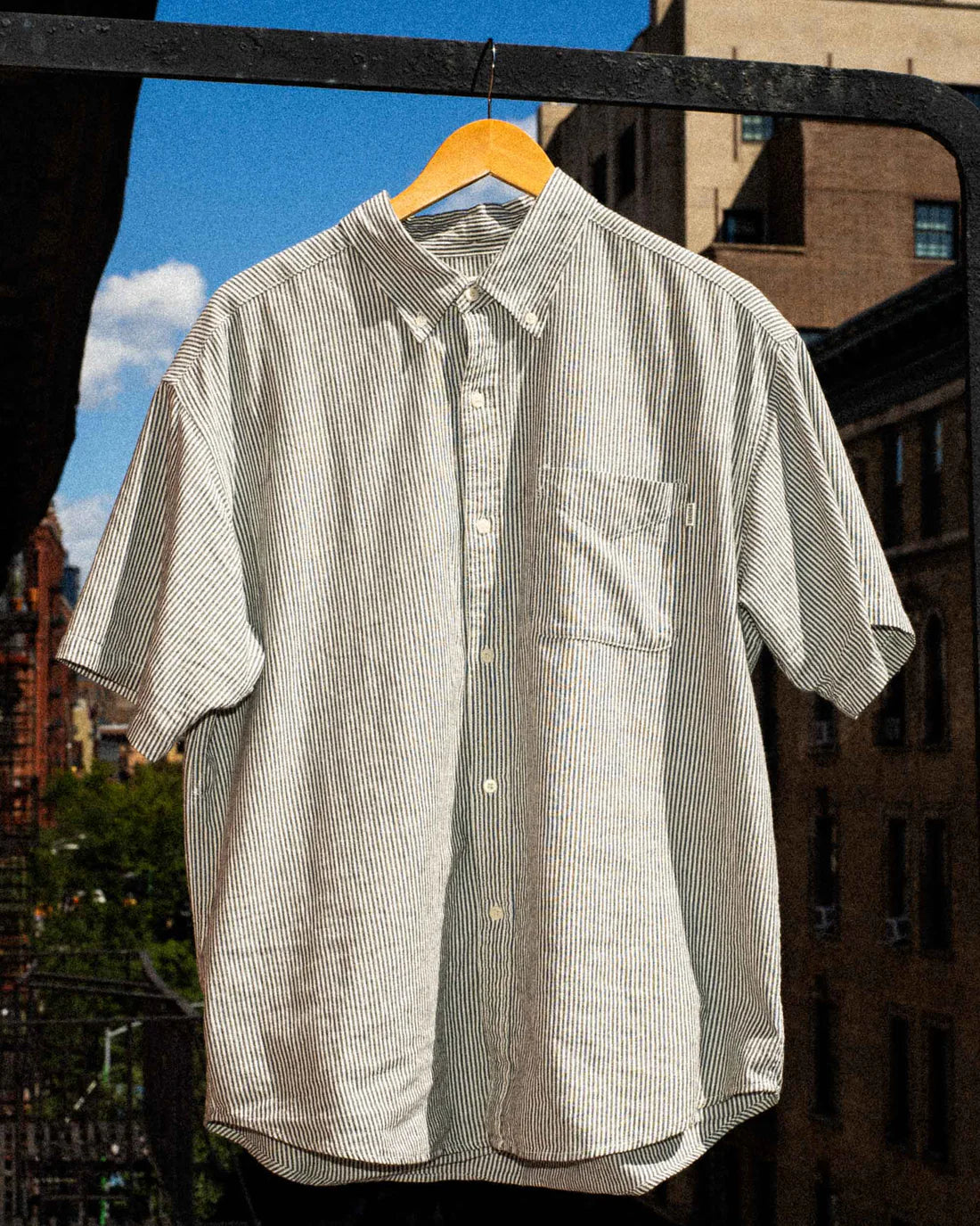S-Double Bay Stripe SS Classic Shirt - Black/White Stripe - Stencil