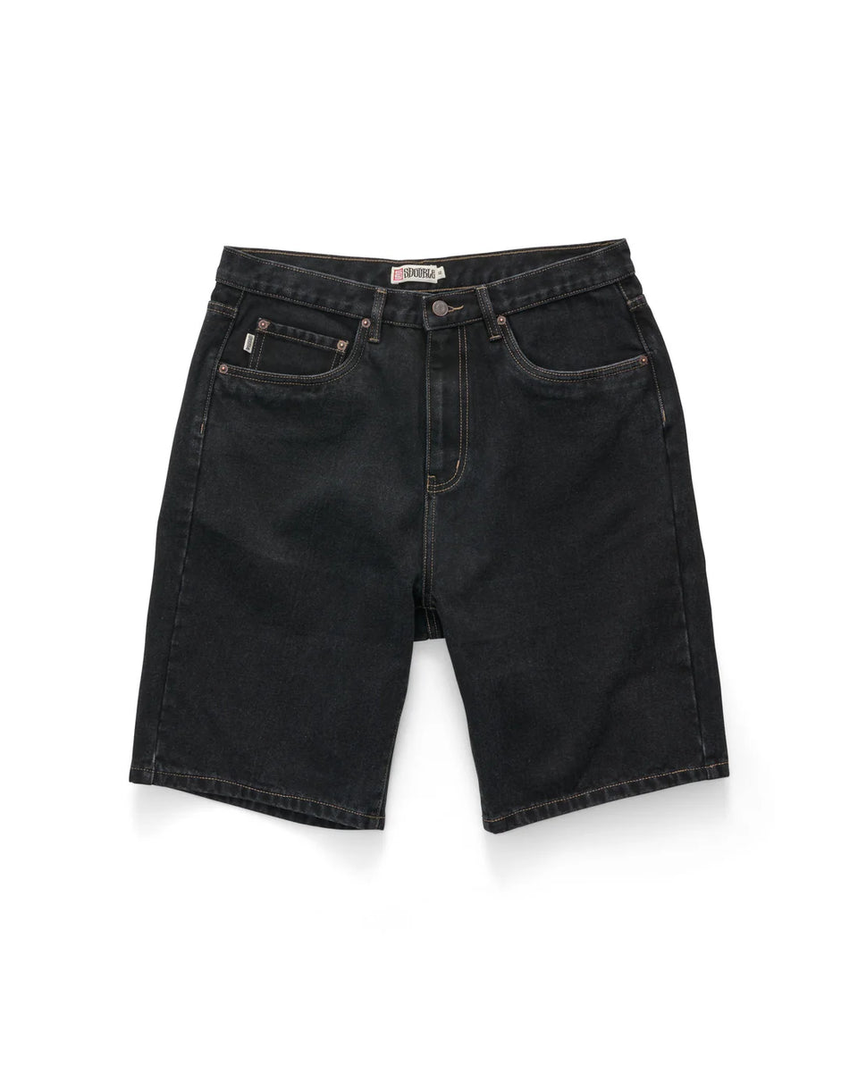 S-Double EMB 5 Pocket Short - Black Wash