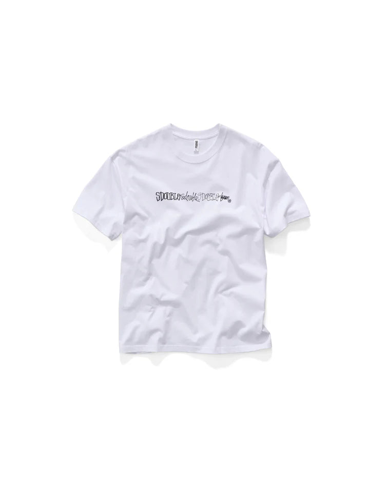 S-Double Script Stack Tee - White - Stencil