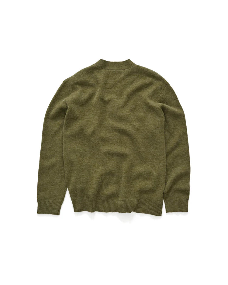 S-Double Knit Script Cardigan - Olive - Stencil