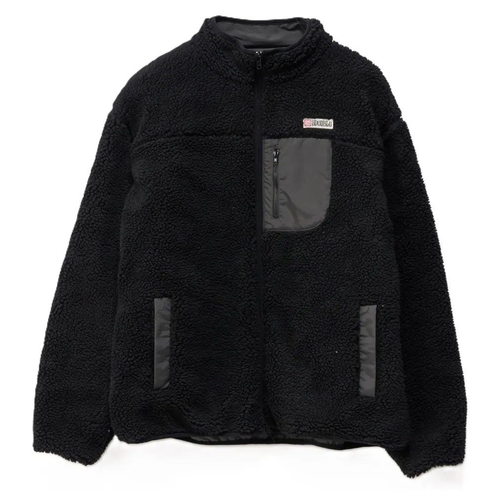 S-Double High Pile Jacket - Black - Stencil