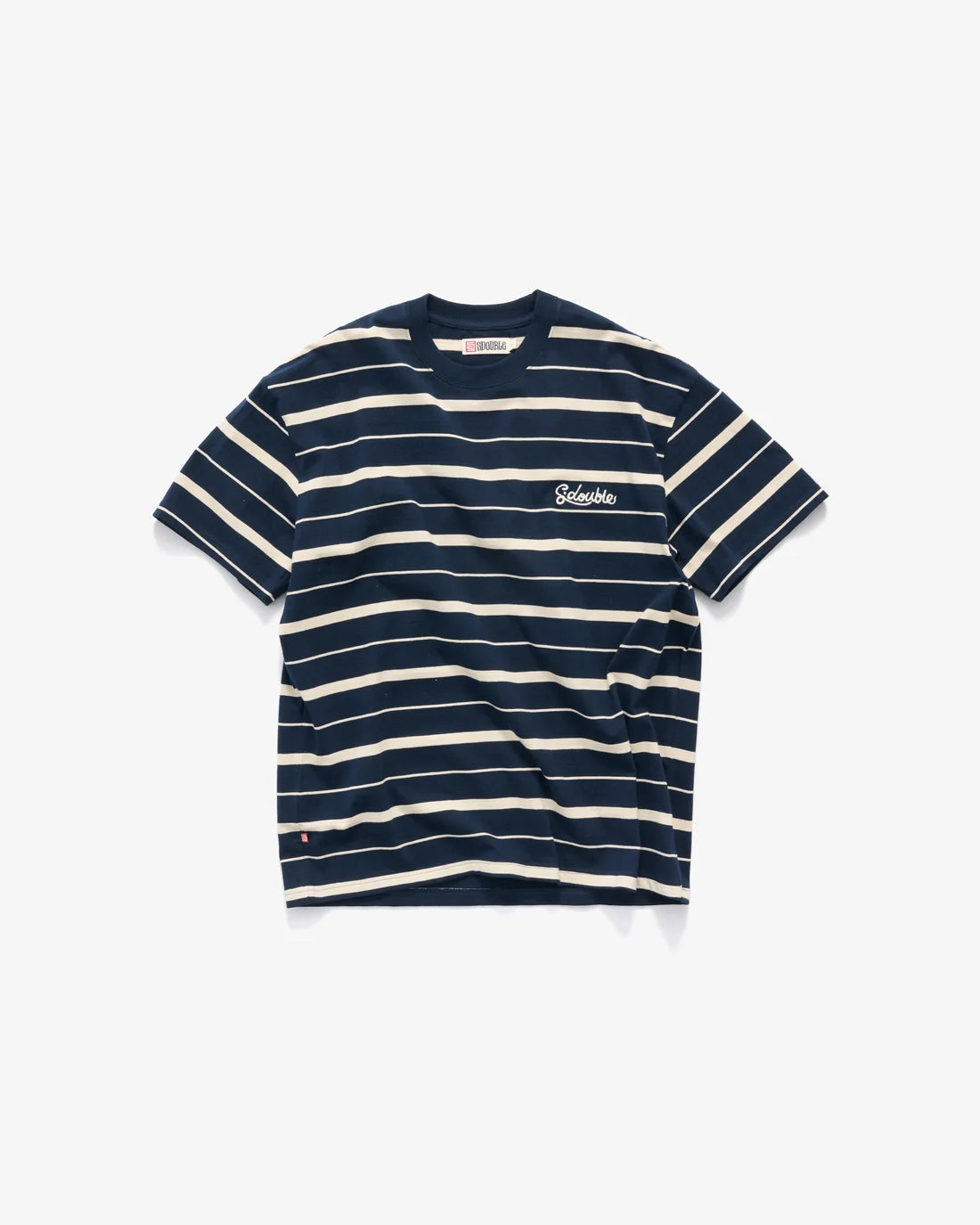 S-Double Cursive Stripe T-Shirt - Navy